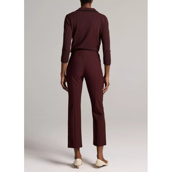 Niki Mid Rise Pintuck Crop Flare Pant Cherrywood
