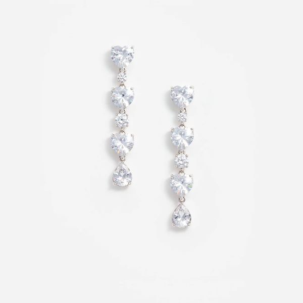Crystal Heart Tiered Earrings