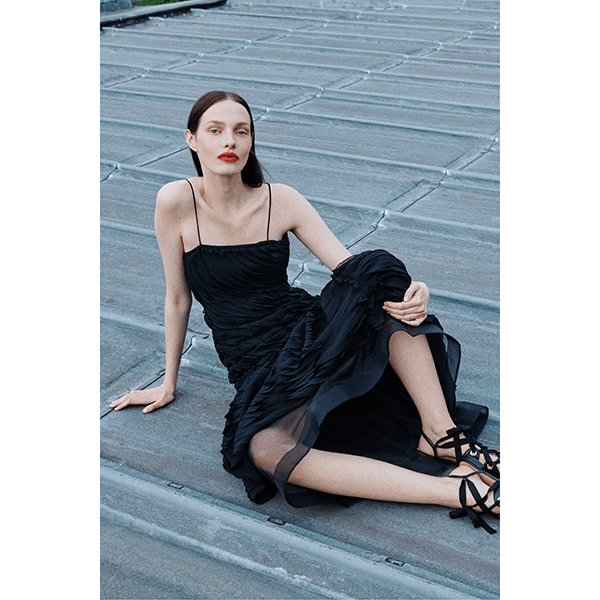 Augustina Cami Long Trumpet Dress Noir