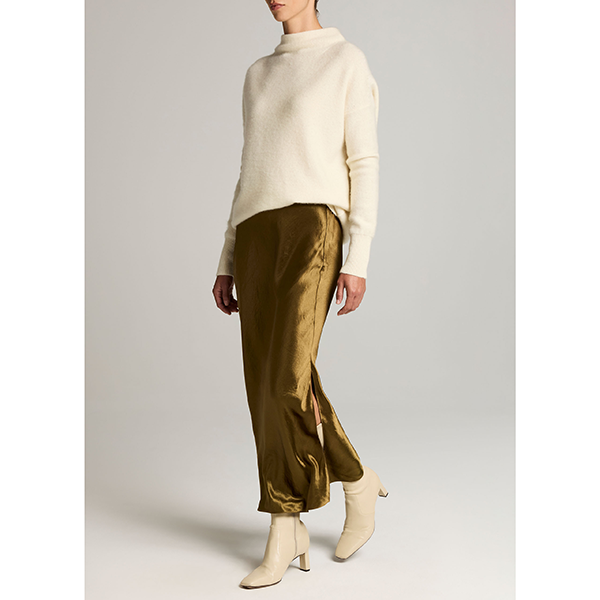 Side Slit Slip Skirt Moss Ochre