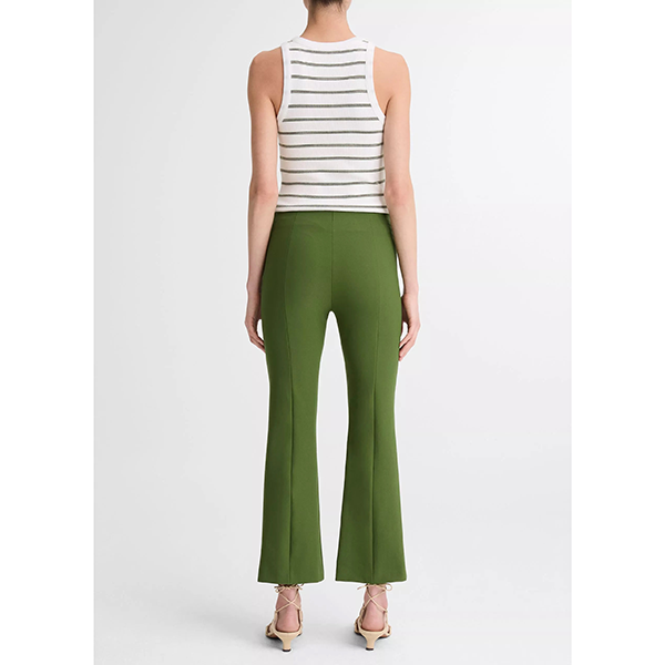 Niki Mid Rise Pintuck Crop Flare Pant Herb