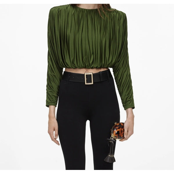 Olive jersey Gathered Top