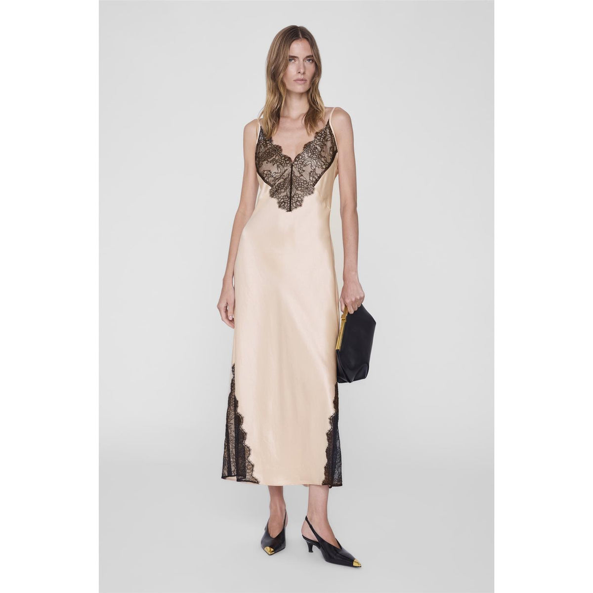 Judy Dress Golden Beige and Black Lace