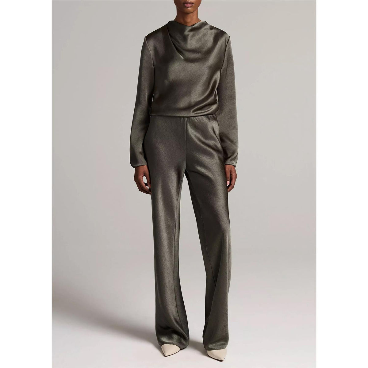 Draped Cowl Nk L/S Dusty Olive