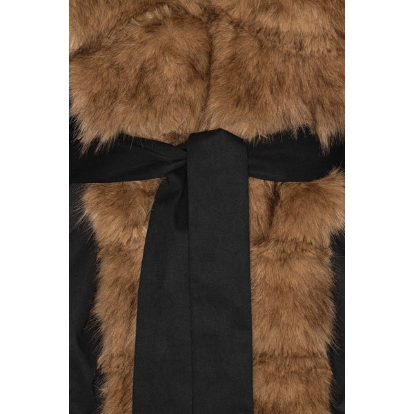 Faux Fur Collar Jacket Black