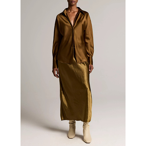 Bias L/S Blouse Moss Ochre