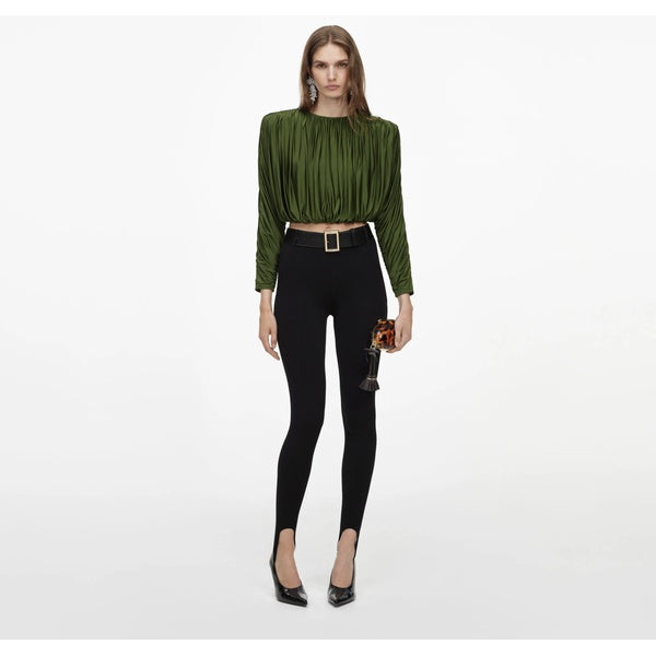 Olive jersey Gathered Top