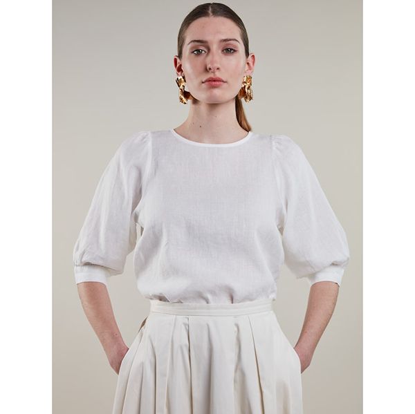 Carmen Puff Sleeve Blouse White