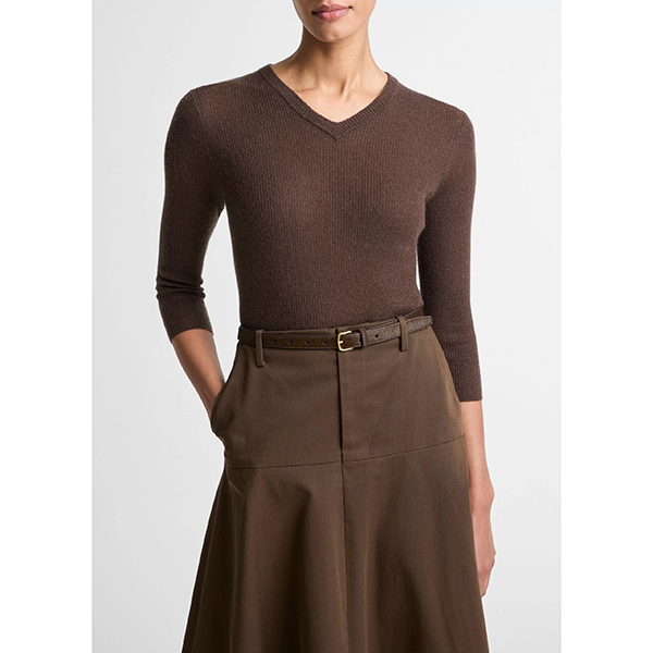 High V-neck Sweater Bark