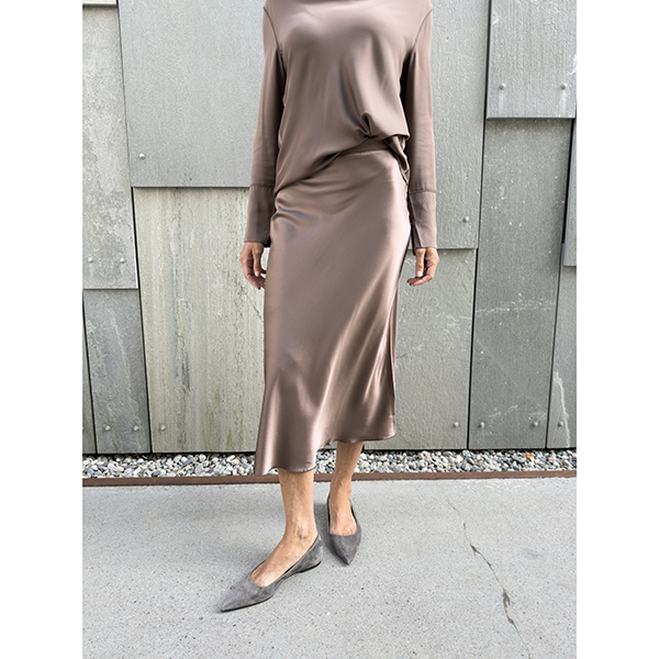 Hana Satin Skirt Light Brown