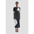 Split Hem Detail Midi Dress Dark Navy/Pale Rose