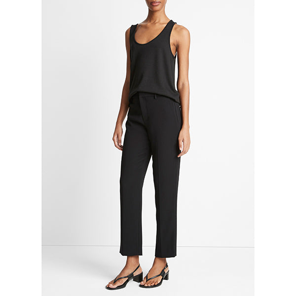 Crepe Tailored Straight Leg Pant Black