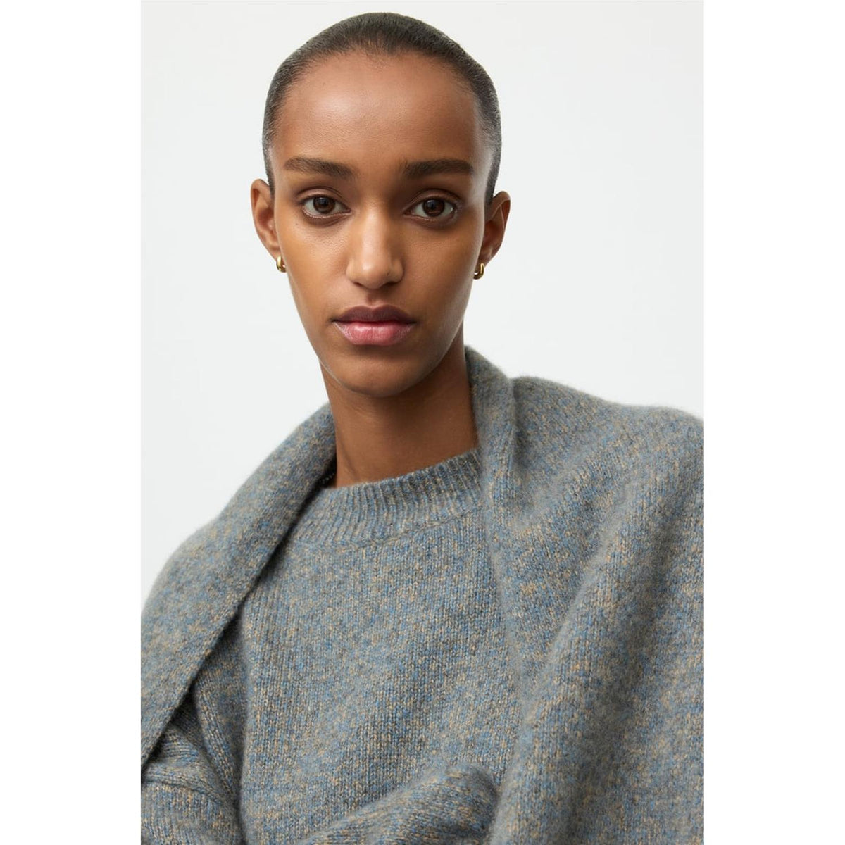 Marled Relaxed Fit Crewneck Blue Melange