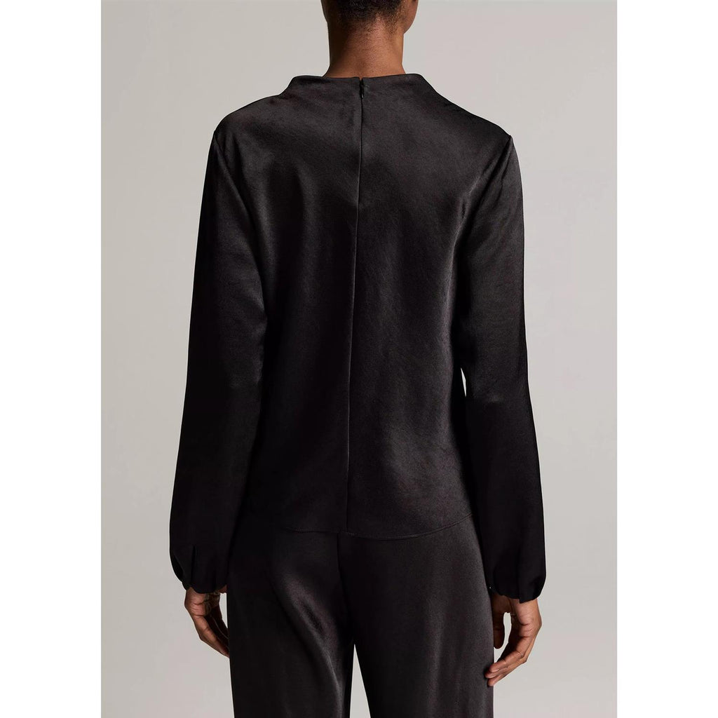 Draped Cowl Nk L/S Black