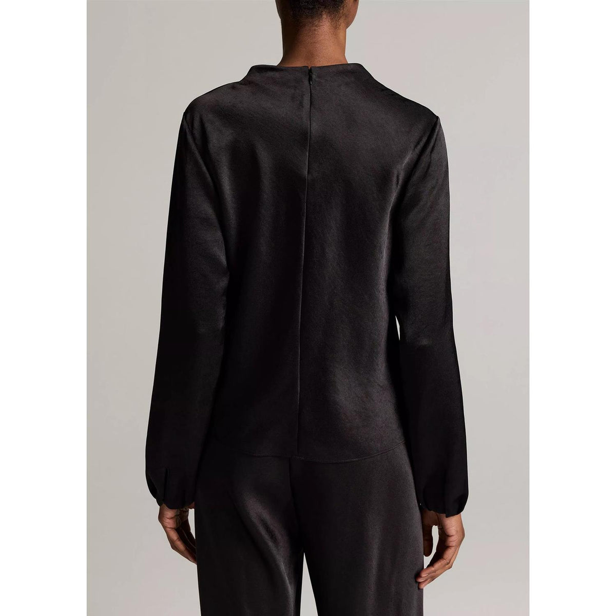 Draped Cowl Nk L/S Black
