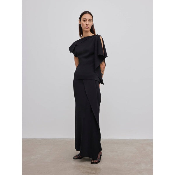 Draped Knit Top Black