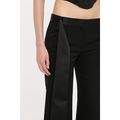 Satin Waistband Low Waist Trouser Black