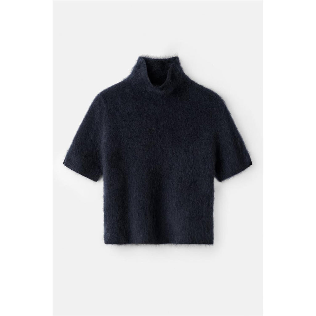 Brushed Short Sleeve Turtleneck Navy