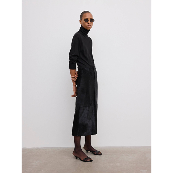 Pony Leather Skirt Black