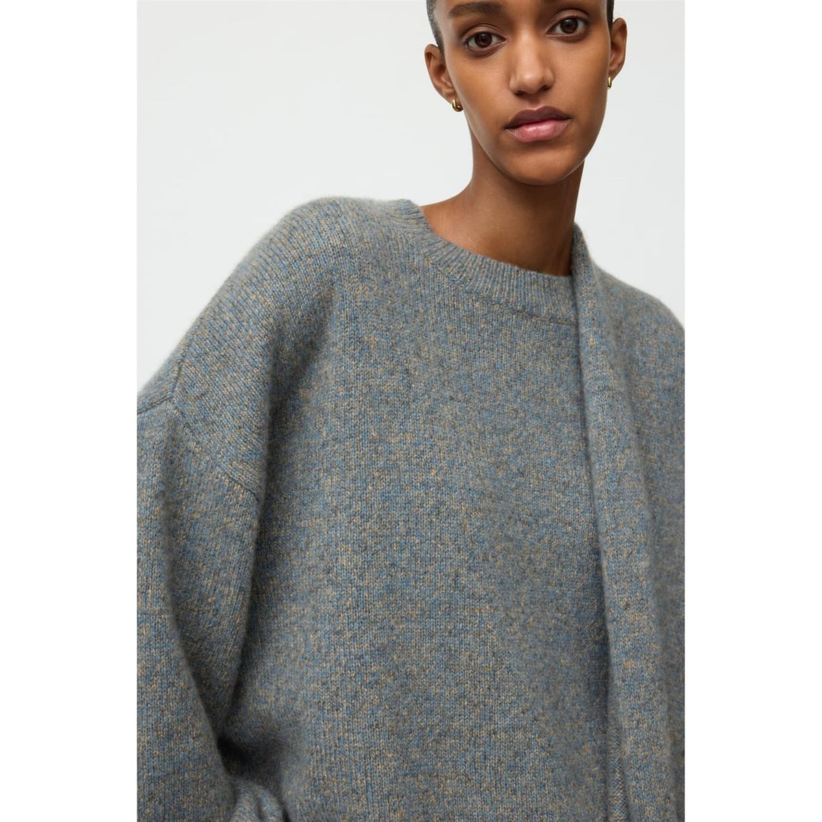 Marled Relaxed Fit Crewneck Blue Melange