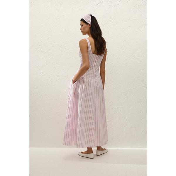 Marcella Midi Dress Fiori Stripe Palazzo