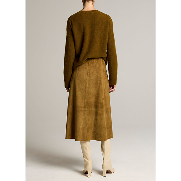 Suede Midi Skirt Moss Ochre