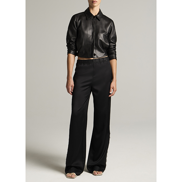 Mid Waist Lace Trim Pull On Black