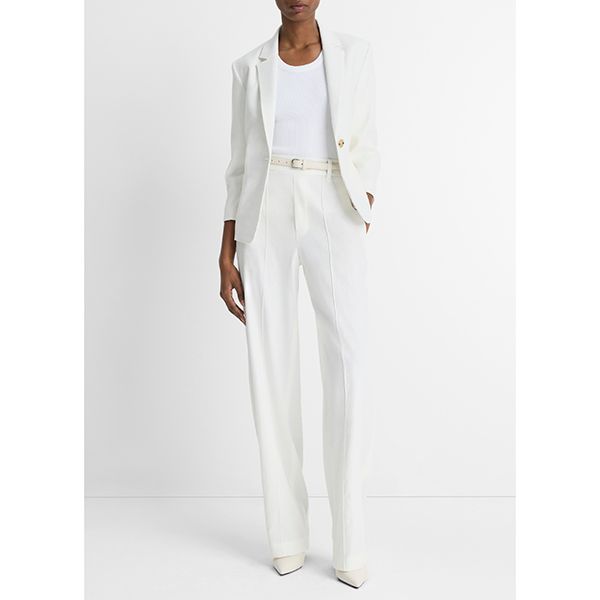 Linen Shrunken Blazer Off White