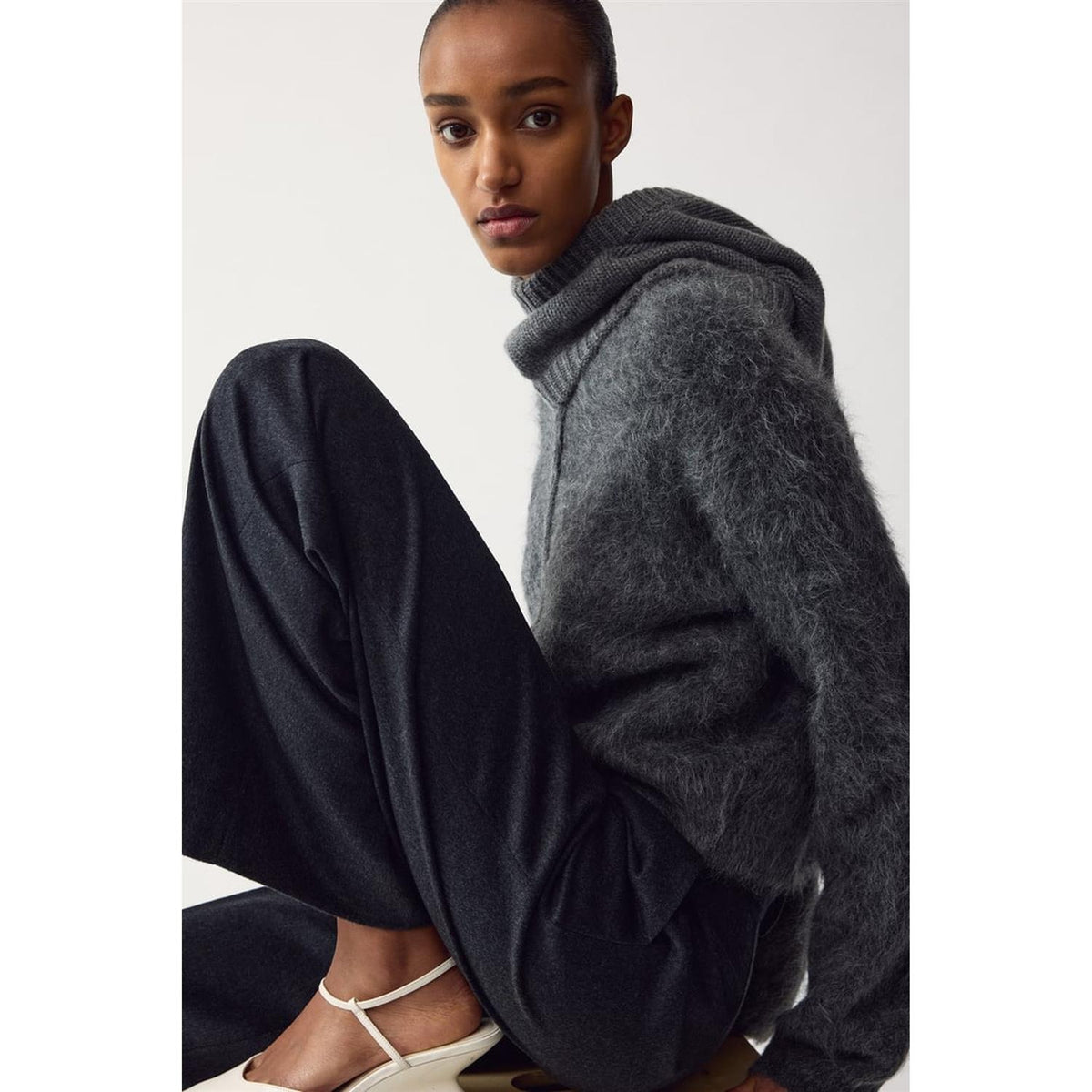 Alpaca Cardigan Anthracite Melange