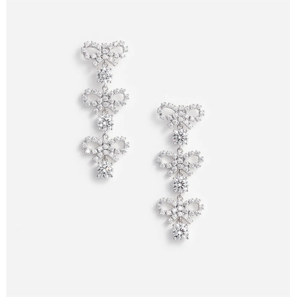 Micro Bow Crystal Tiered Earrings