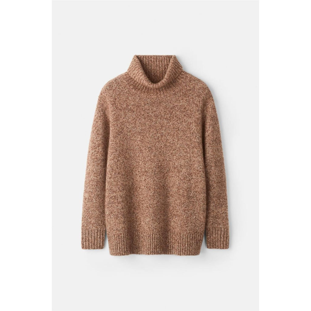 Marled Relaxed Fit Turtleneck Brown Melange