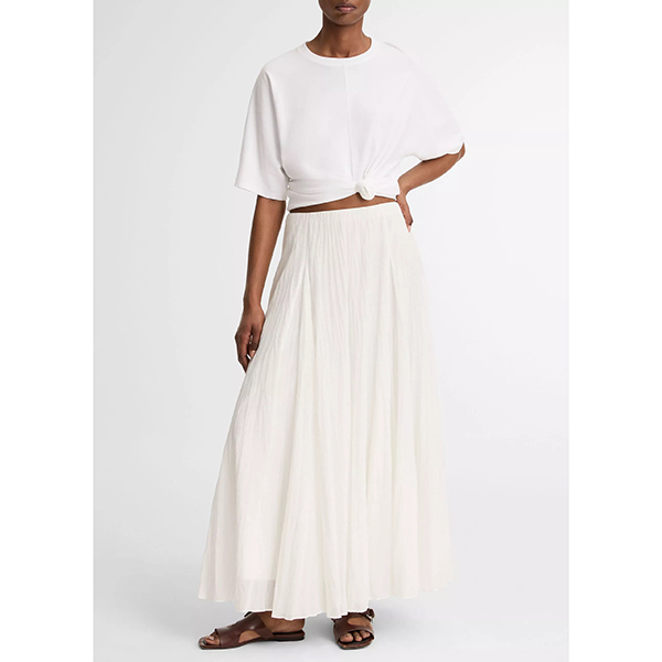 Crinkled Maxi Skirt Off White