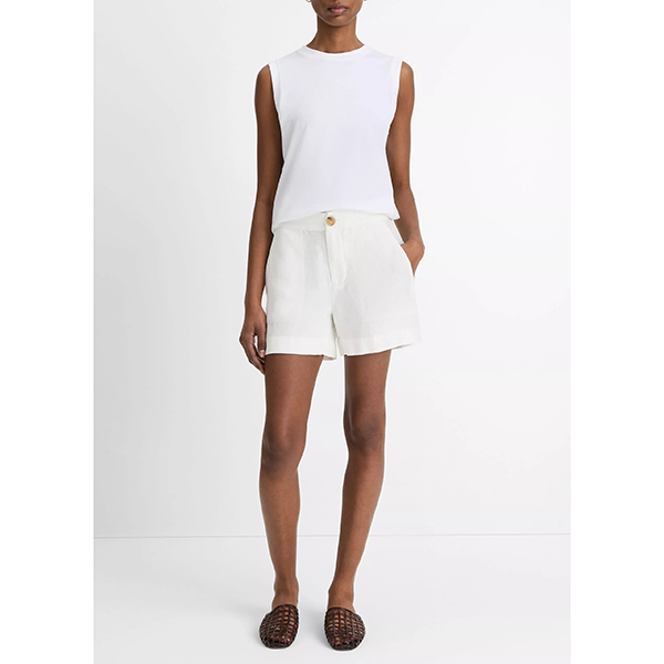 Mid Rise Hemp Short Off White