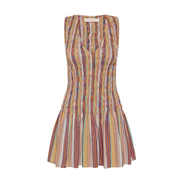 Palomar Mini Dress Agua Stripe Mustard