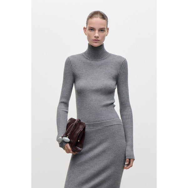 Fitted Skirt Grey Melange