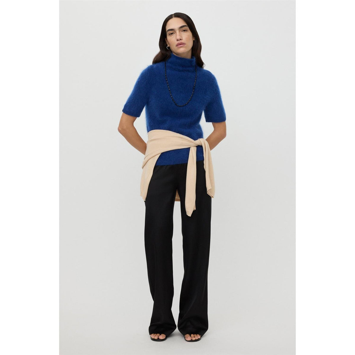 Brushed Short Sleeve Turtleneck Ink Blue