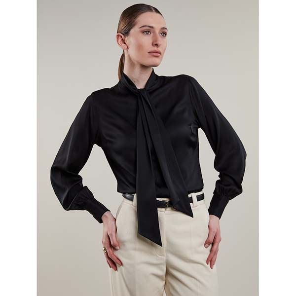 Selma Bowtie Blouse Black