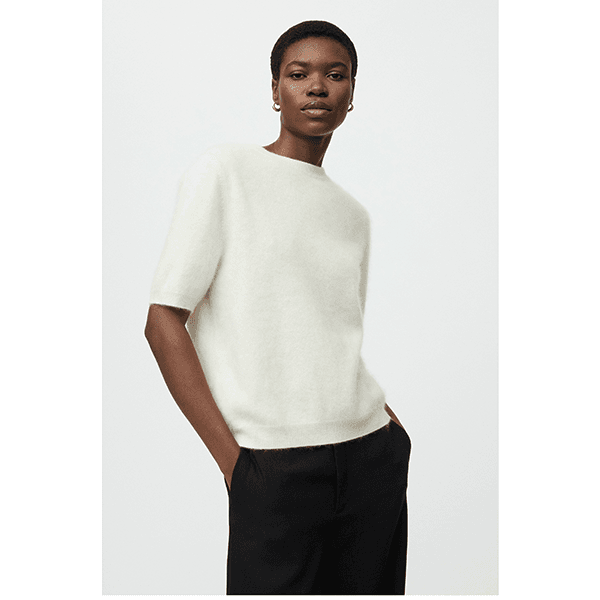 Brushed Short Sleeve Feather White