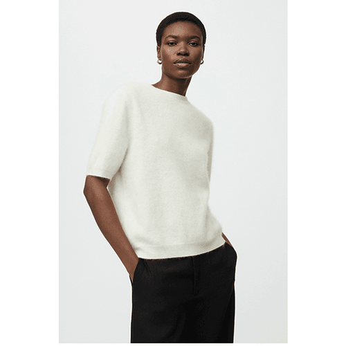 Brushed Short Sleeve Feather White