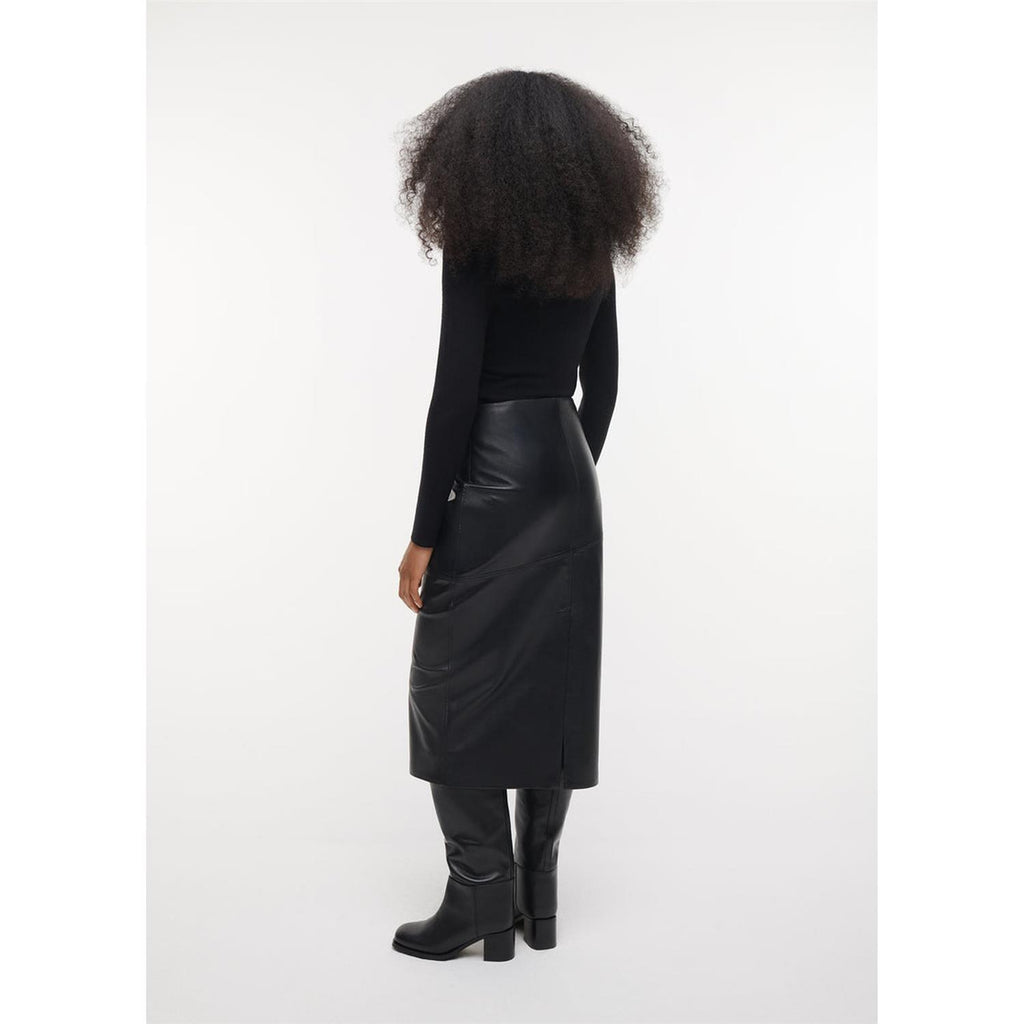 Heather Leather Skirt Black