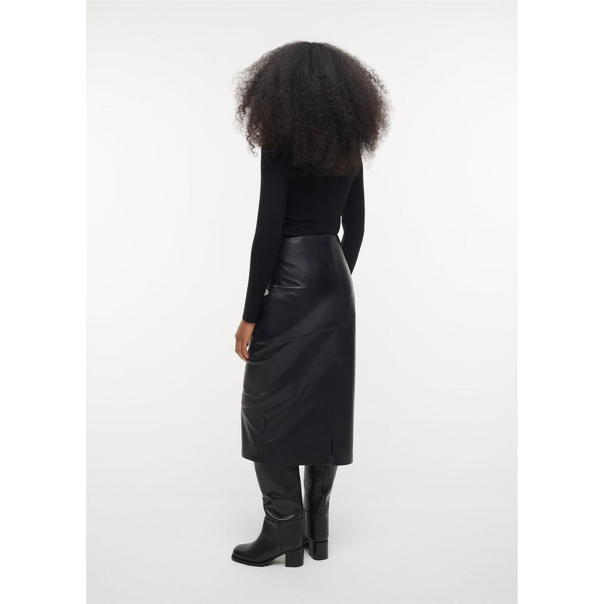Heather Leather Skirt Black