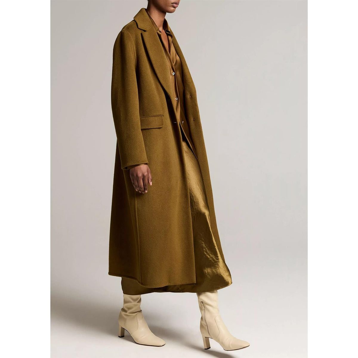 Single Breasted Classic Coat Moss Ochre