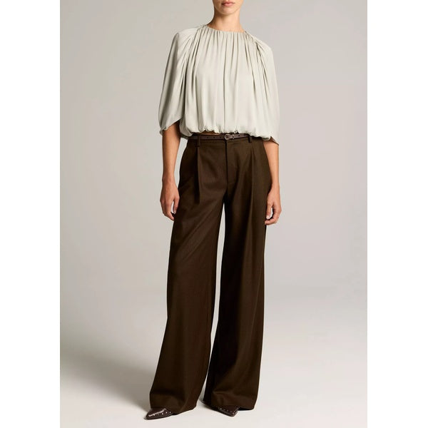 Gathered Cape Bubble Blouse Stone Sage