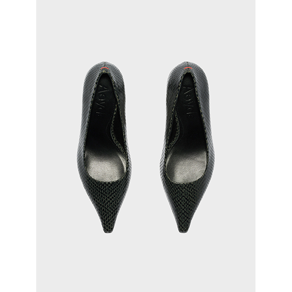 Zandra Pump Snake Print Moss