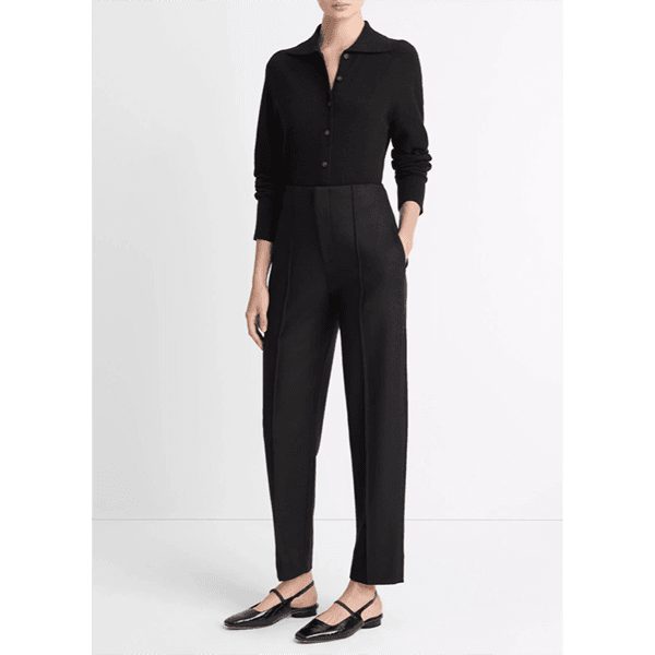 High Waist Tailored Carrot Trouser Black