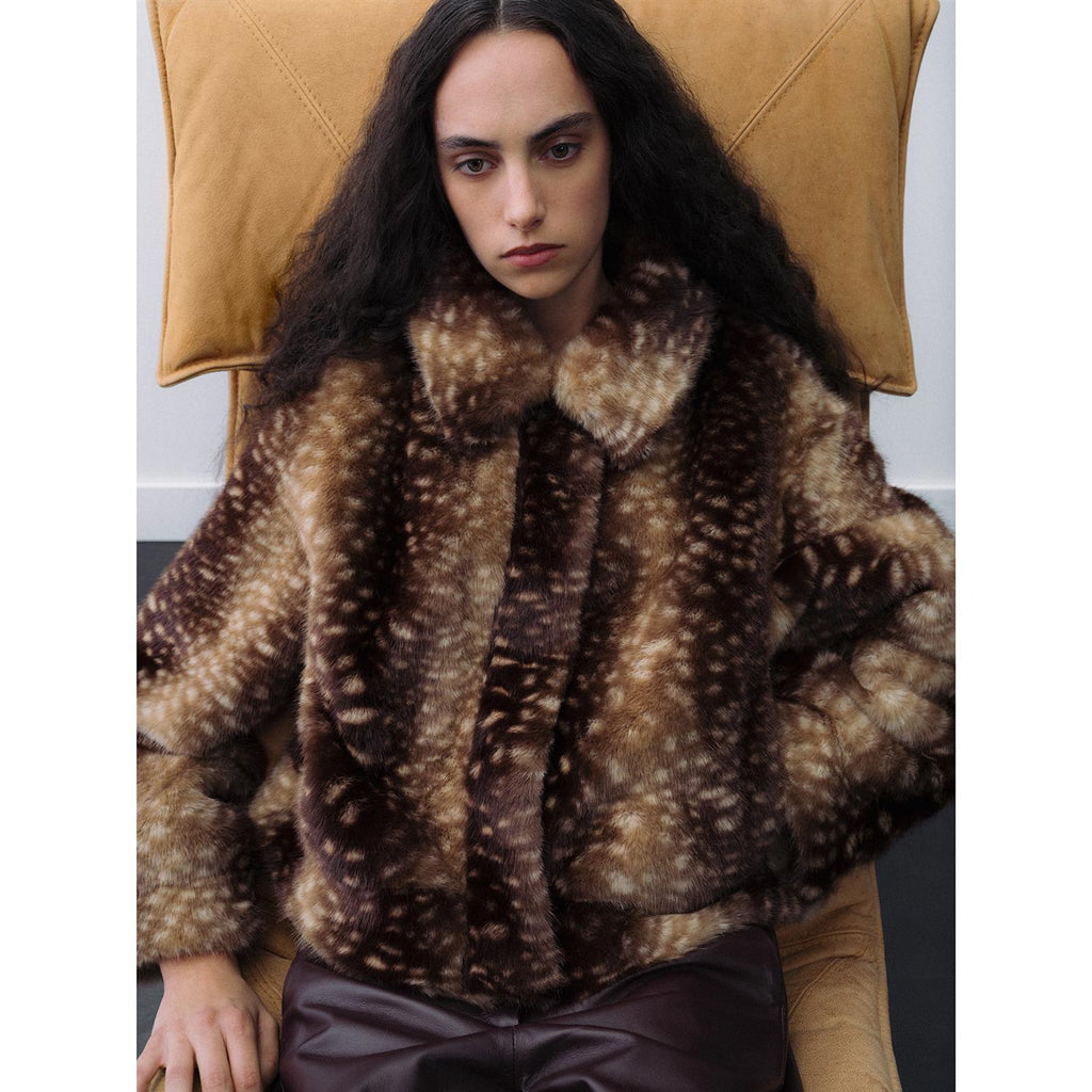 Lucy Faux Fawn Jacket Brown