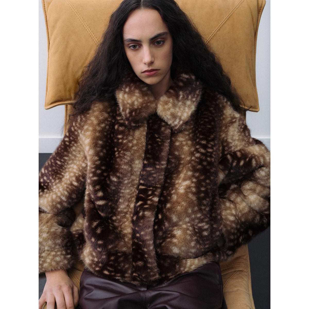Lucy Faux Fawn Jacket Brown