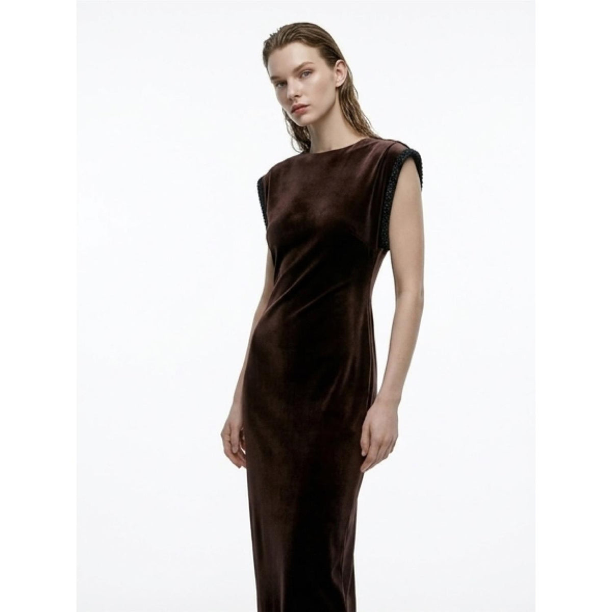 Sunset Velour Dress Cocoa Brown