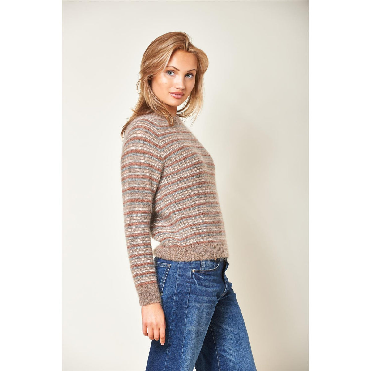 Maddox Stripe Sweater Brown Melange Combo