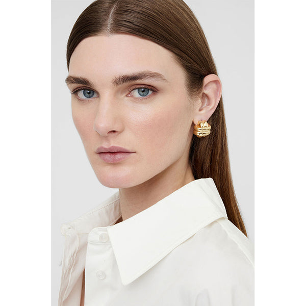 Double Cross Earrings Gold